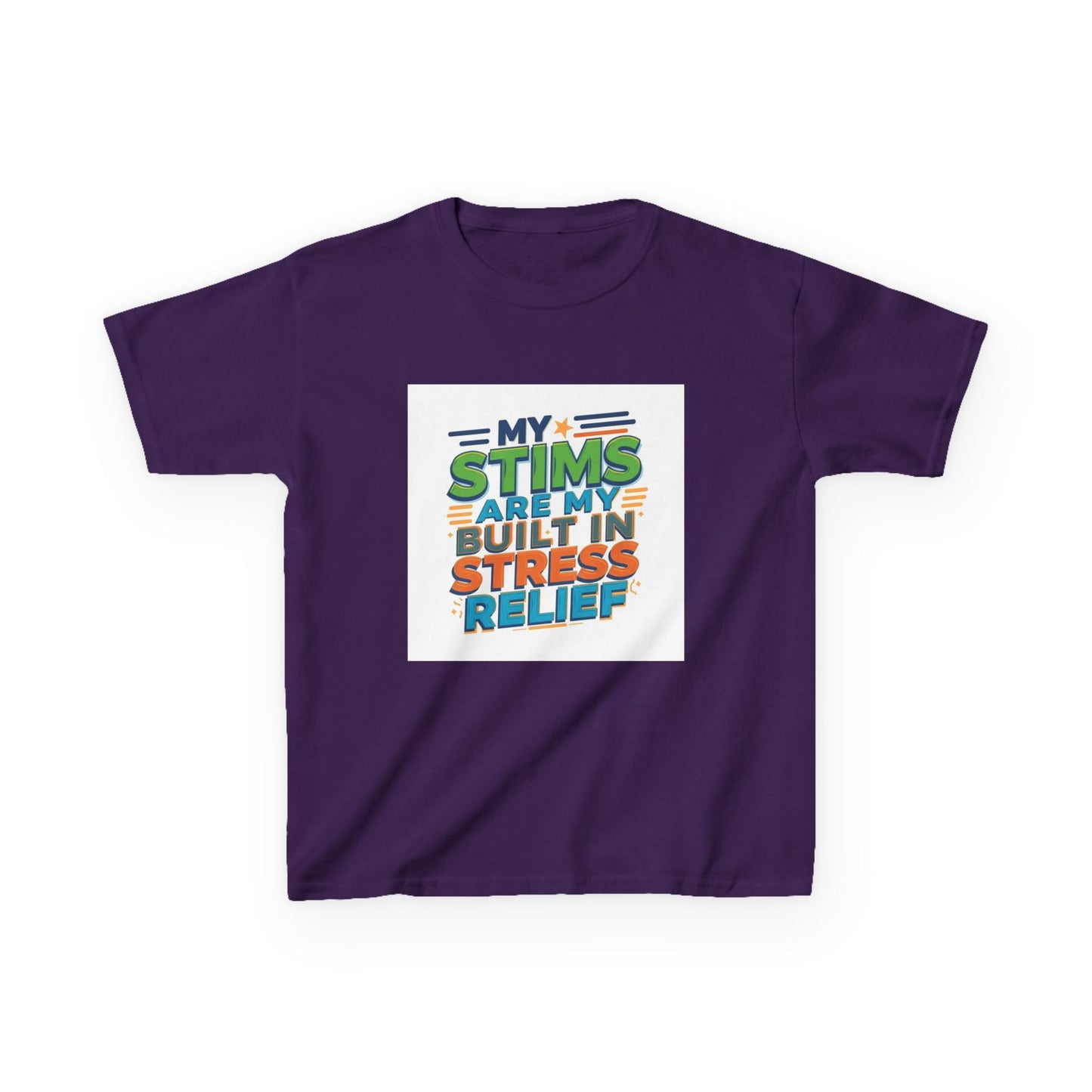 "My Stims Are My Built-In Stress Relief" - Kids Autism Awareness T-Shirt Printify