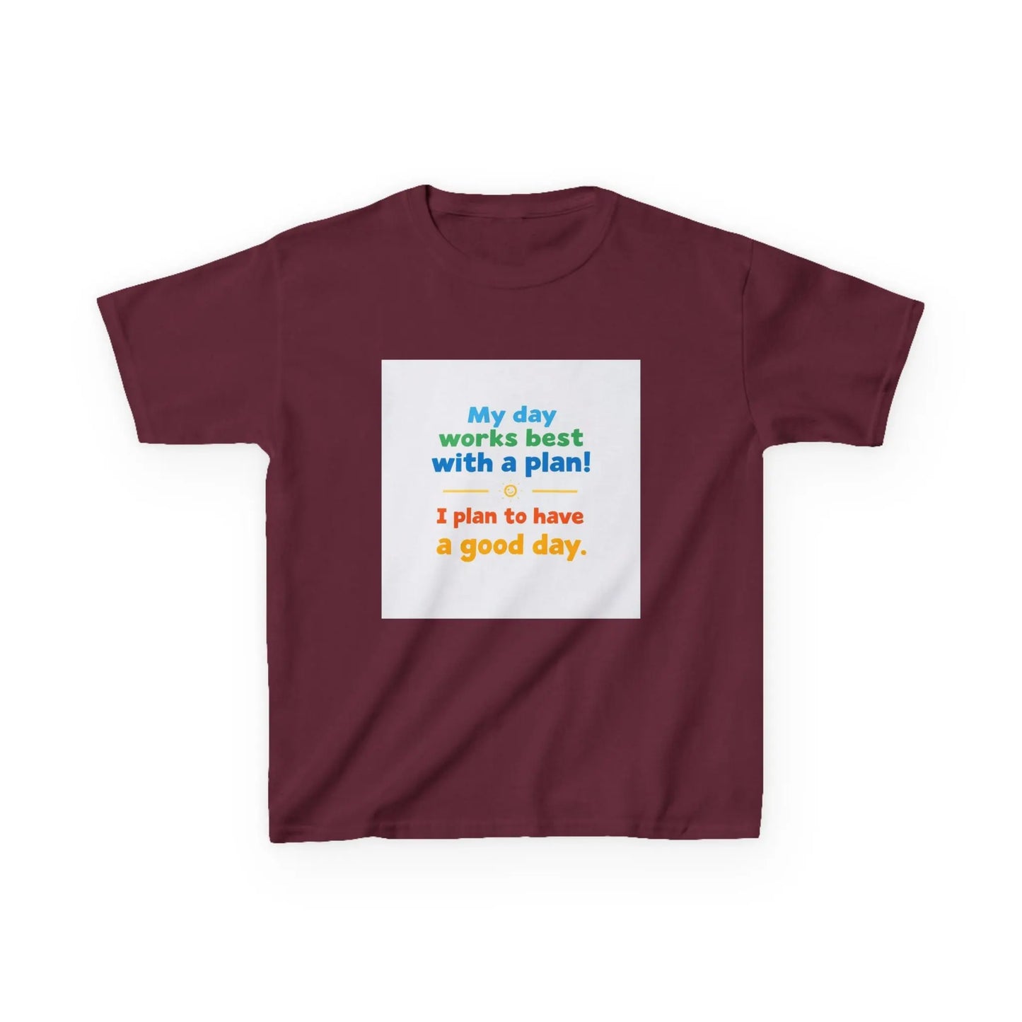 "My day works best with a plan! I plan to have a good day." - Kids Autism Awareness T-Shirt Printify