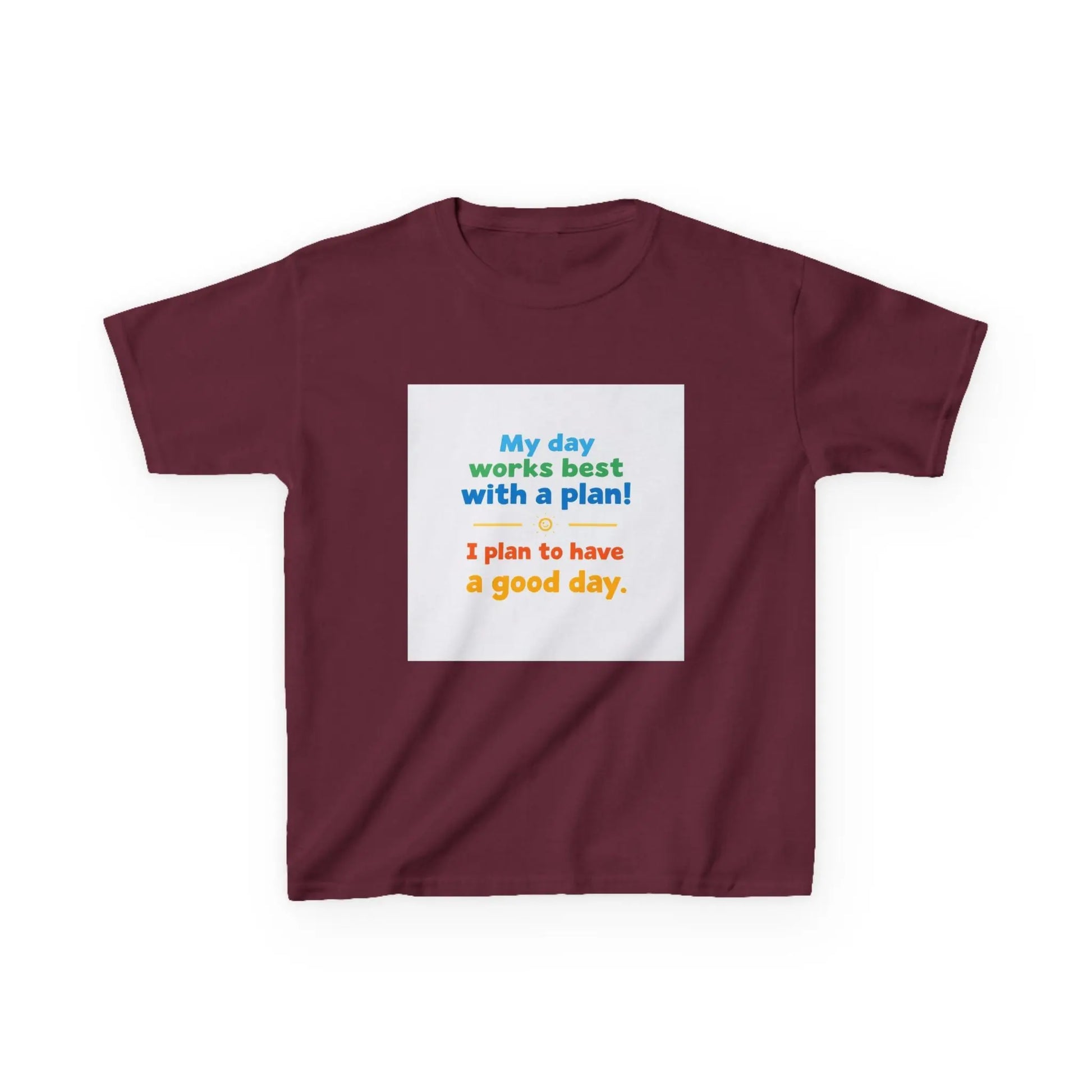 "My day works best with a plan! I plan to have a good day." - Kids Autism Awareness T-Shirt Printify