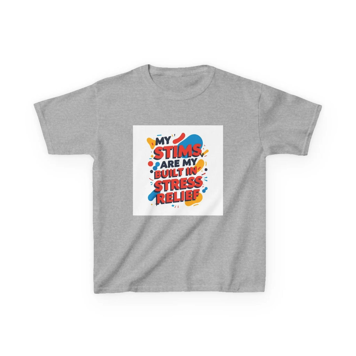 "My Stims Are My Built-in Stress Relief"- Kids Autism Awareness T-Shirt Printify