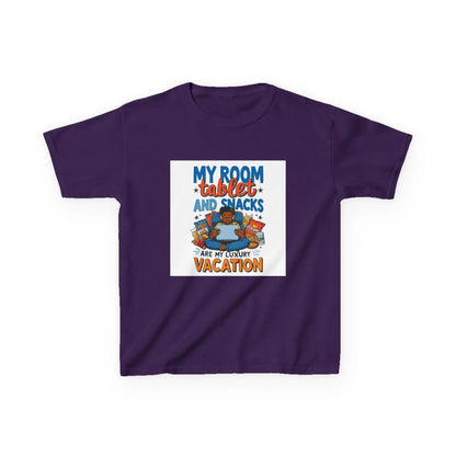 “My Room, Tablet and Snacks Are My Luxury Vacation” - Kids Autism Awareness T-Shirt Printify