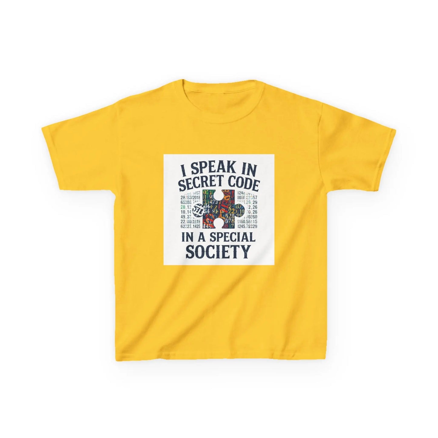 "I Speak in Secret Code in a Special Society" - Kids Autism Awareness T-Shirt Printify