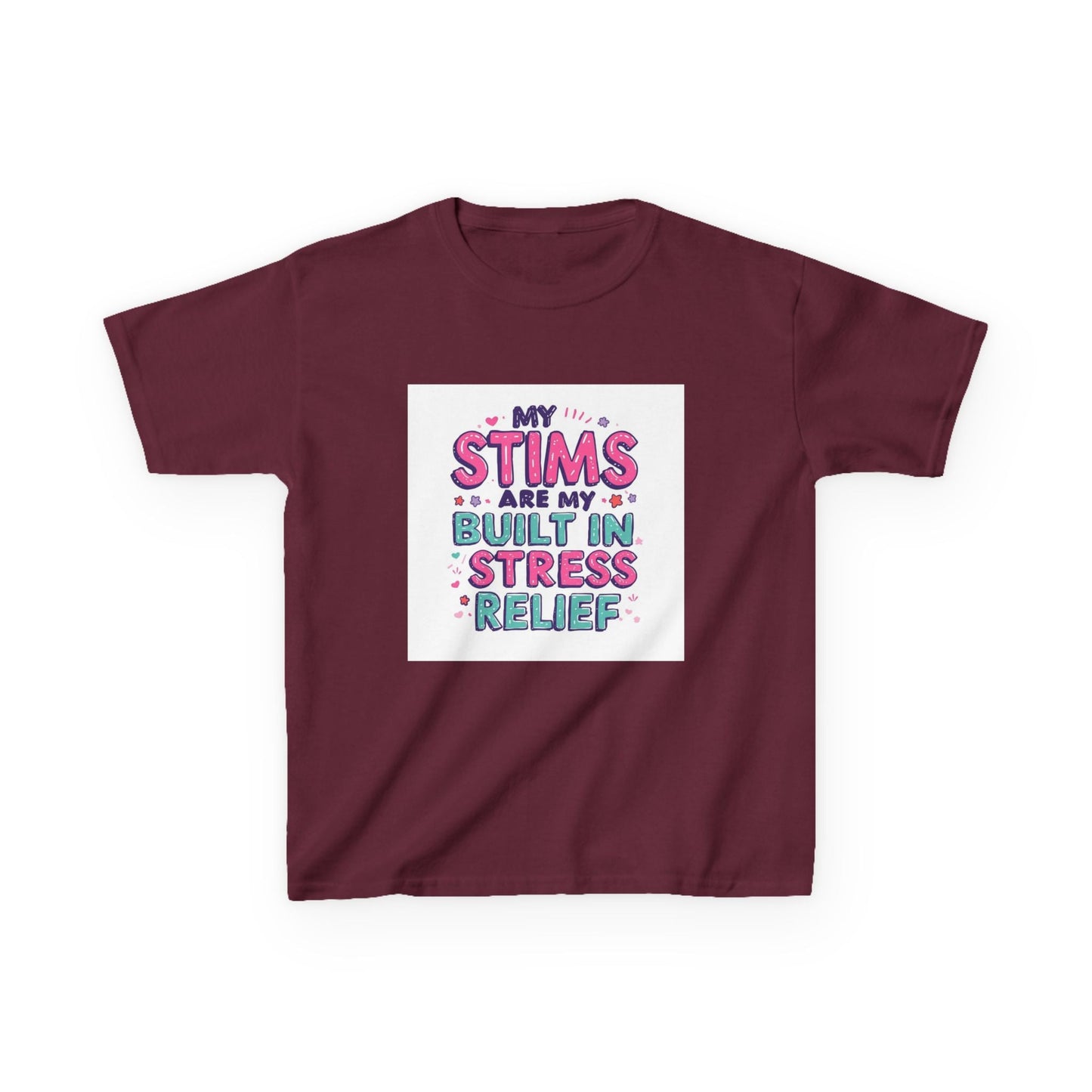 "My Stims Are My Built-In Stress Relief" - Kids Autism Awareness T-Shirt Printify