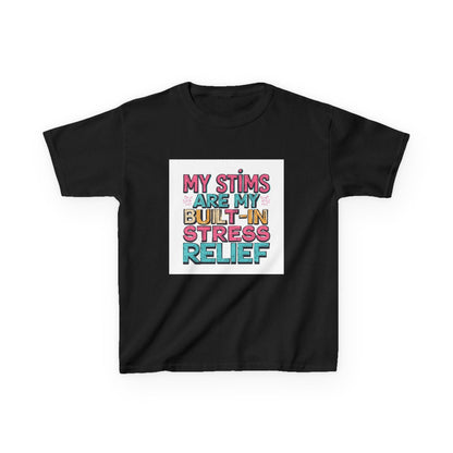 "My Stims Are My Built‑In Stress Relief" - Kids Autism Awareness T-Shirt Printify