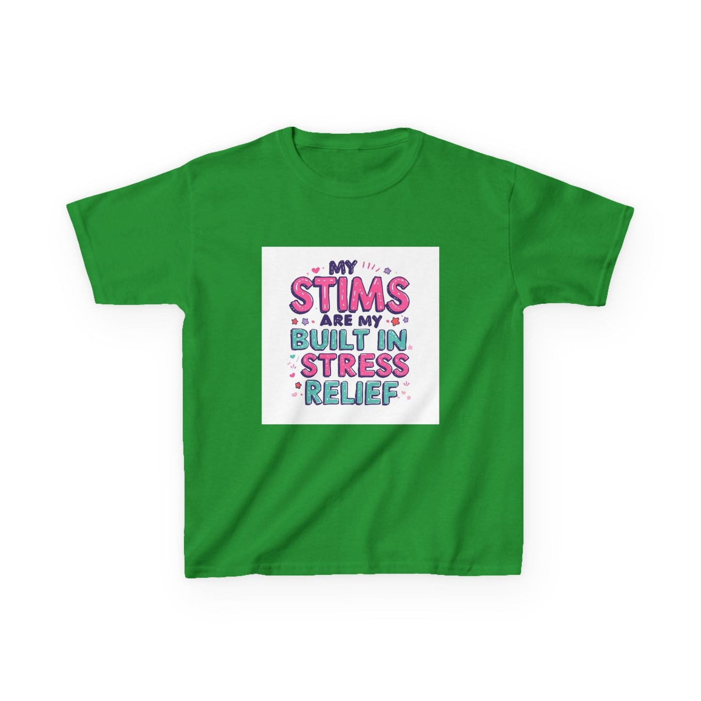 "My Stims Are My Built-In Stress Relief" - Kids Autism Awareness T-Shirt Printify