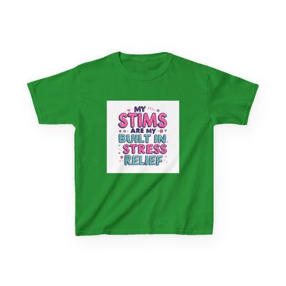 "My Stims Are My Built-In Stress Relief" - Kids Autism Awareness T-Shirt Printify