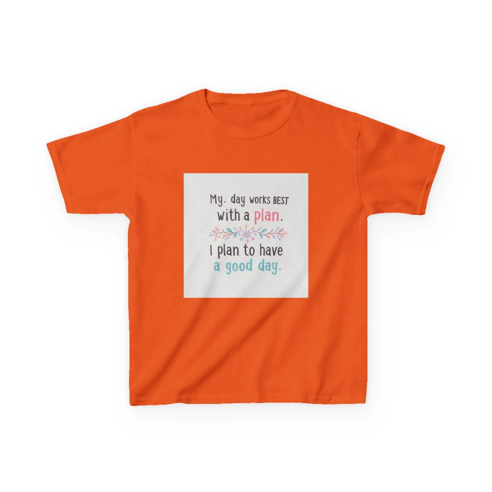"My day works best with a plan. I plan to have a good day." - Kids Autism Awareness T-Shirt Printify