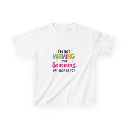 "I’m Not Waving I’m Stimming" - Kids Autism Awareness T-Shirt Printify