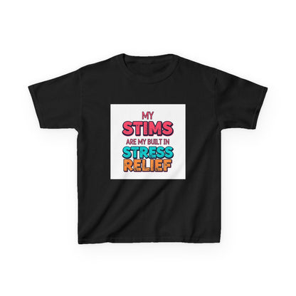 "My Stims Are My Built-In Stress Relief" - Kids Autism Awareness T-Shirt Printify
