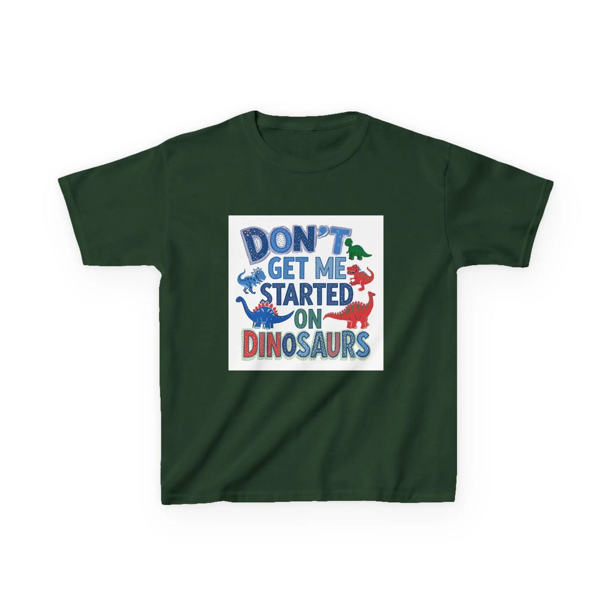 Kids Autism Awareness T-Shirt — "Don't Get Me Started on Dinosaurs" Colorful Dino Graphic Printify