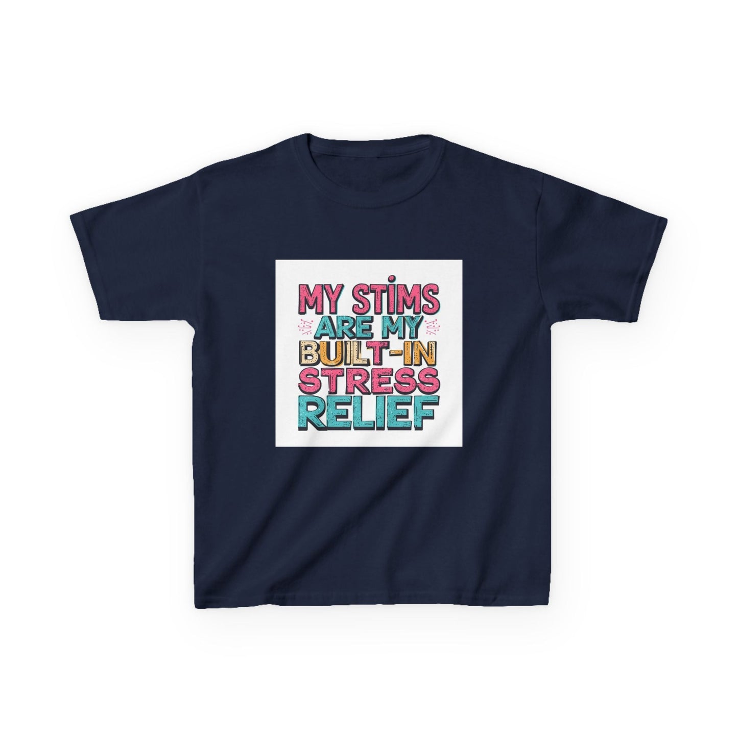 "My Stims Are My Built‑In Stress Relief" - Kids Autism Awareness T-Shirt Printify