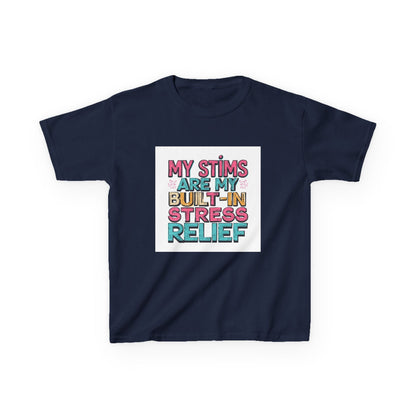 "My Stims Are My Built‑In Stress Relief" - Kids Autism Awareness T-Shirt Printify