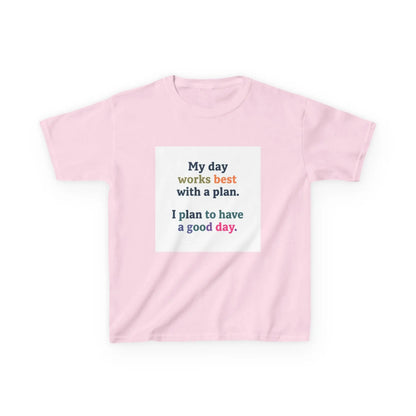 "My day works best with a plan. I plan to have a good day." - Kids Autism Awareness T-Shirt Printify