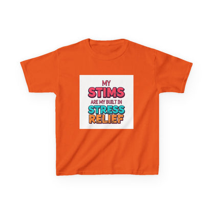 "My Stims Are My Built-In Stress Relief" - Kids Autism Awareness T-Shirt Printify
