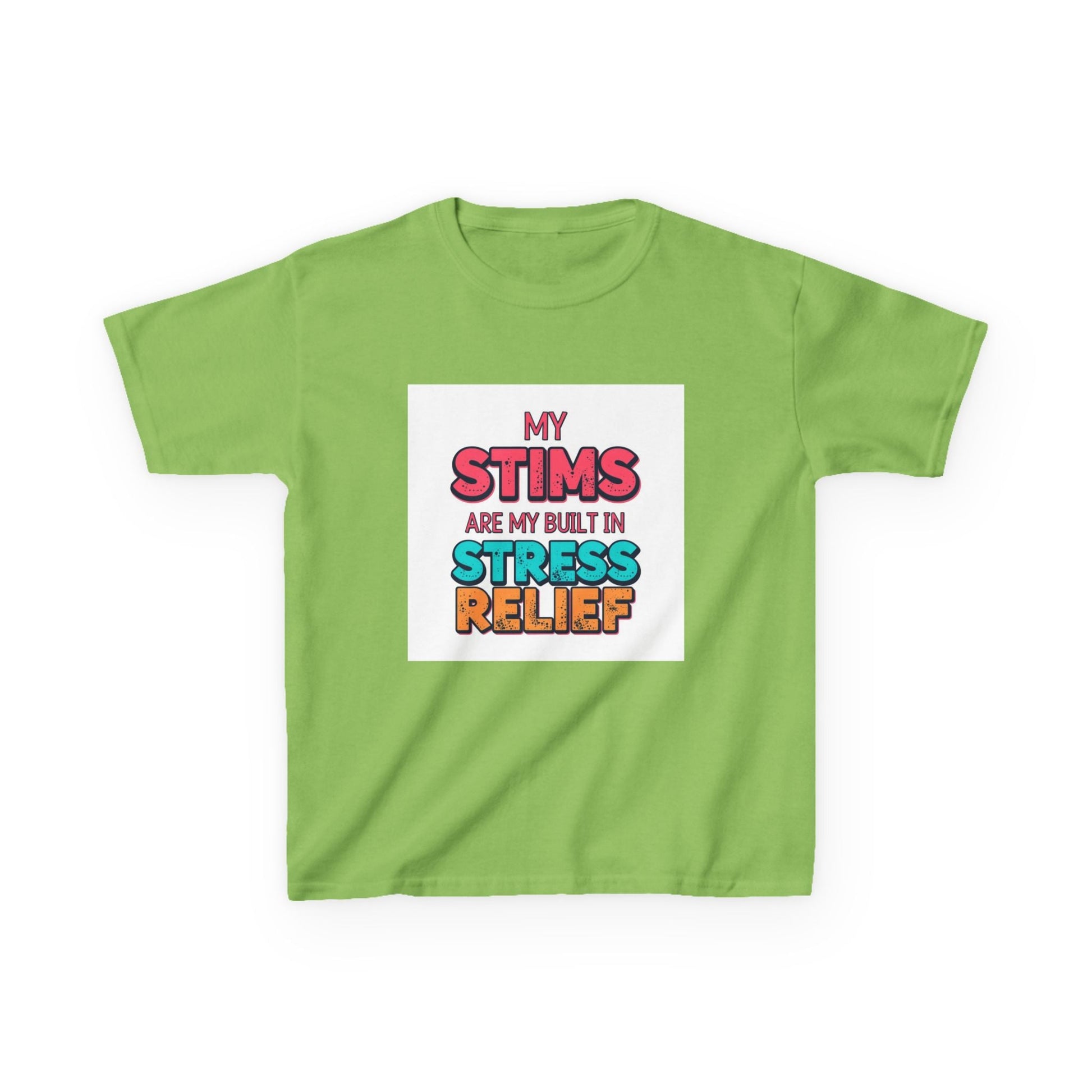 "My Stims Are My Built-In Stress Relief" - Kids Autism Awareness T-Shirt Printify
