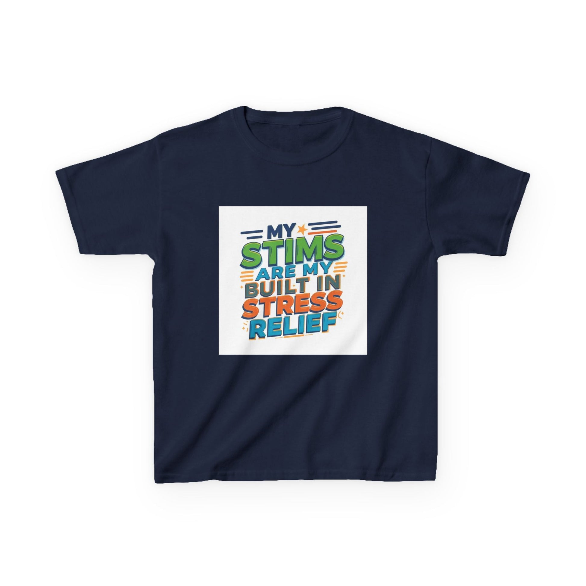 "My Stims Are My Built-In Stress Relief" - Kids Autism Awareness T-Shirt Printify