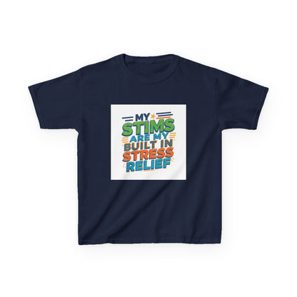 "My Stims Are My Built-In Stress Relief" - Kids Autism Awareness T-Shirt Printify