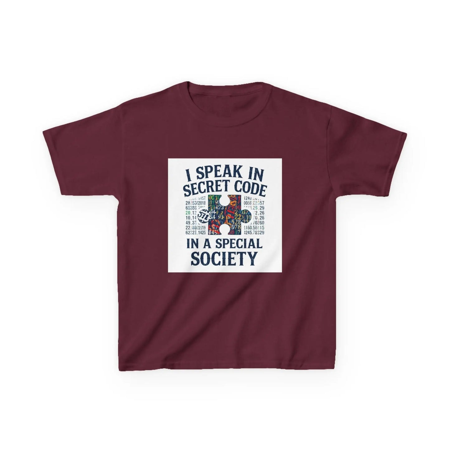 "I Speak in Secret Code in a Special Society" - Kids Autism Awareness T-Shirt Printify