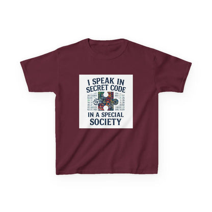 "I Speak in Secret Code in a Special Society" - Kids Autism Awareness T-Shirt Printify