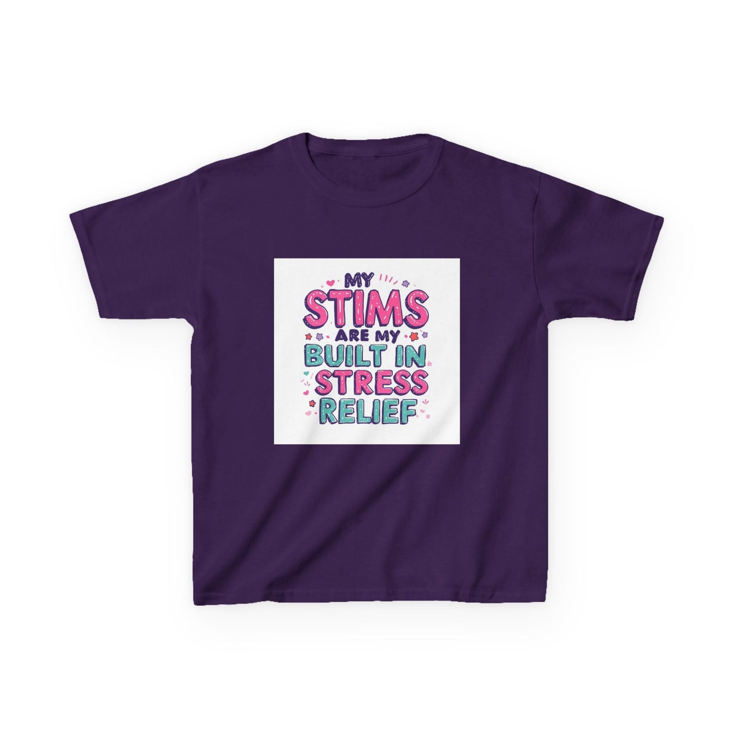 "My Stims Are My Built-In Stress Relief" - Kids Autism Awareness T-Shirt Printify