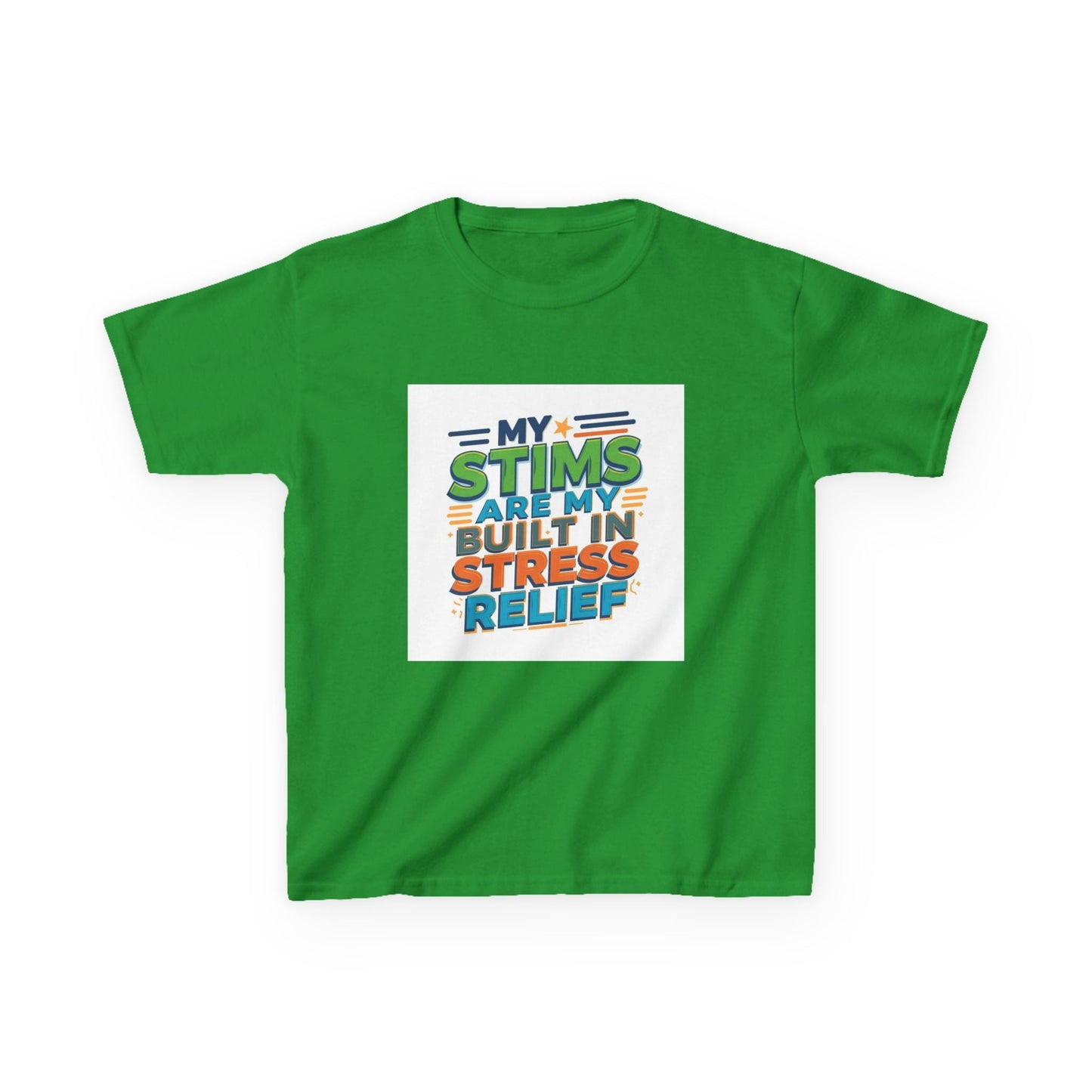 "My Stims Are My Built-In Stress Relief" - Kids Autism Awareness T-Shirt Printify