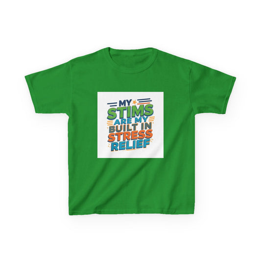 "My Stims Are My Built-In Stress Relief" - Kids Autism Awareness T-Shirt Printify