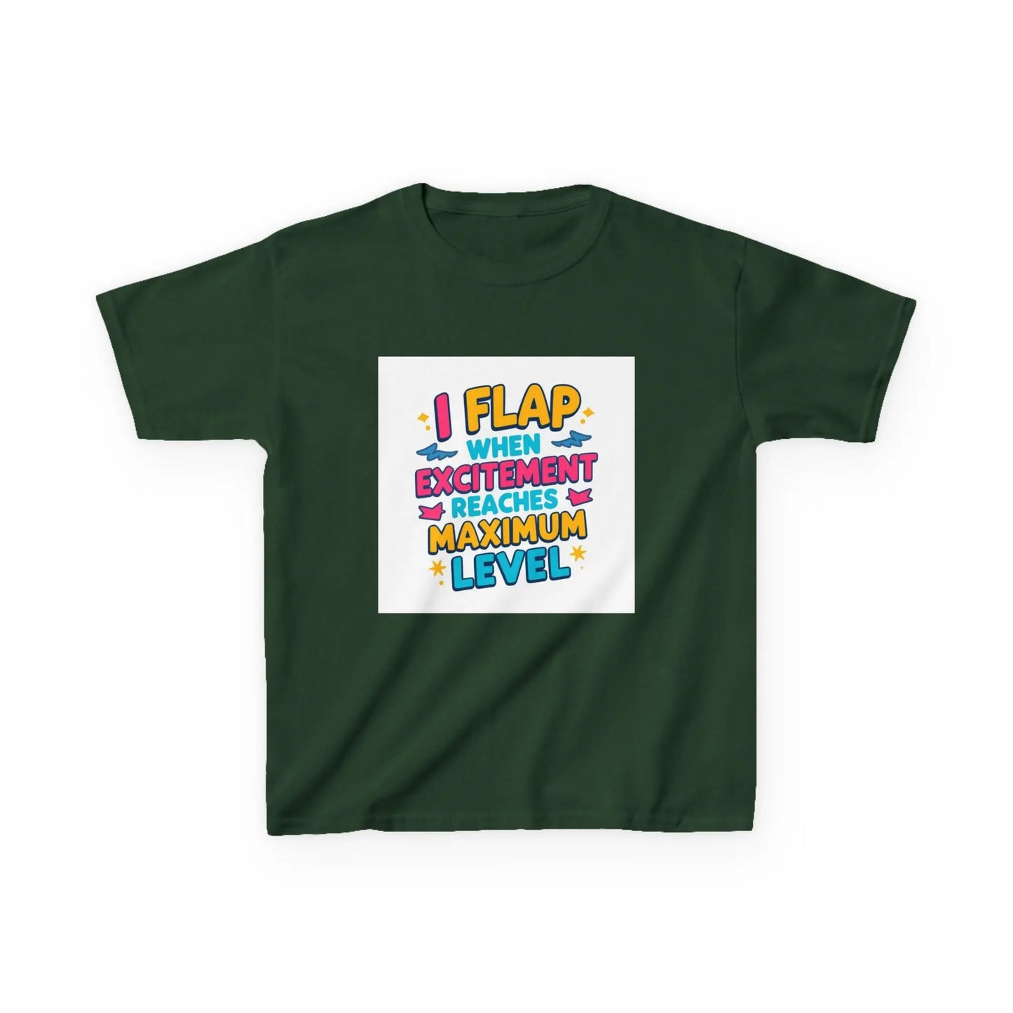 "I Flap When Excitement Reaches Maximum Level" - Kids Autism Awareness T-Shirt Printify