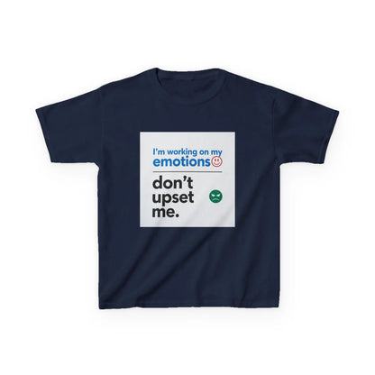 "I'm working on my emotions, don't upset me." - Kids Autism Awareness T-Shirt Printify