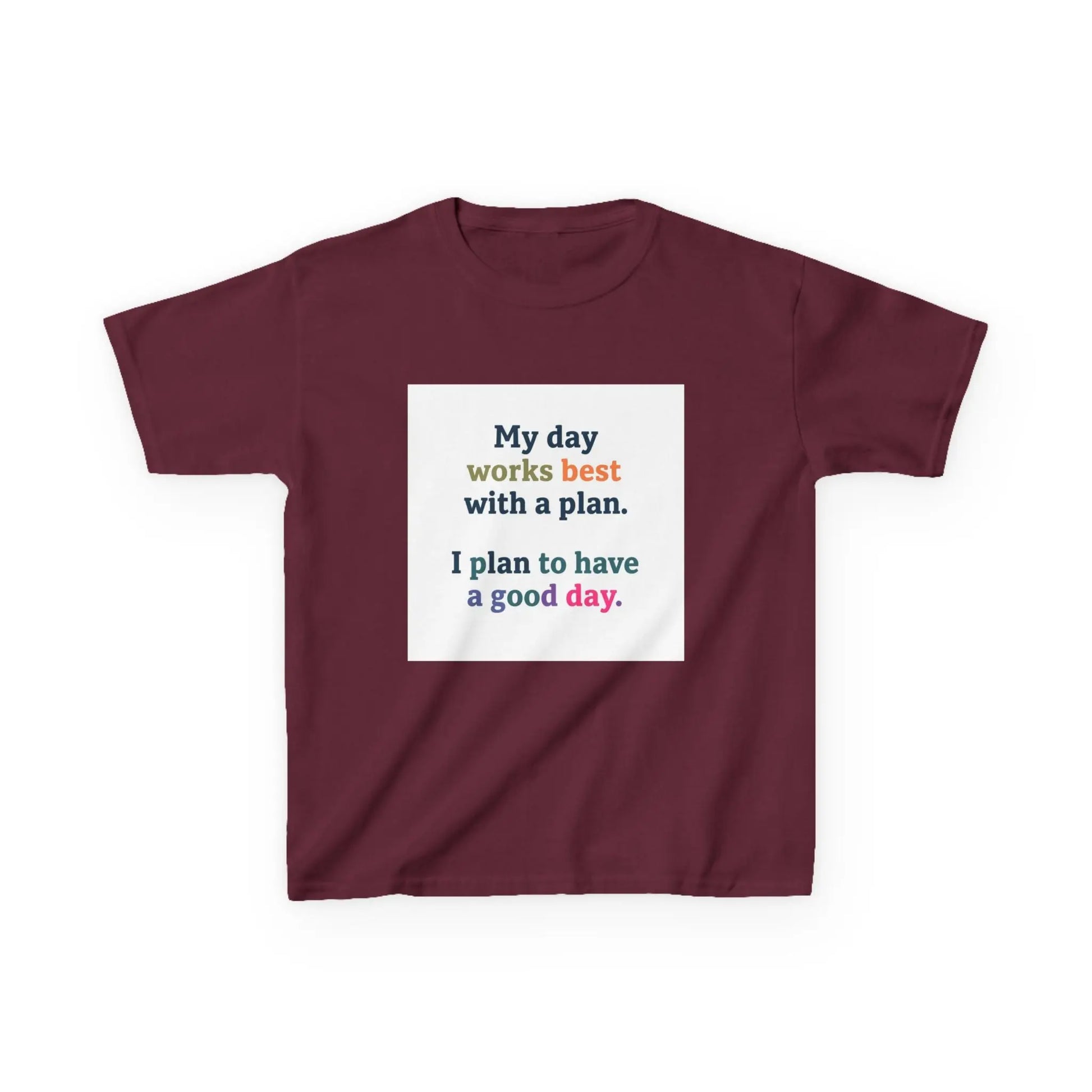 "My day works best with a plan. I plan to have a good day." - Kids Autism Awareness T-Shirt Printify