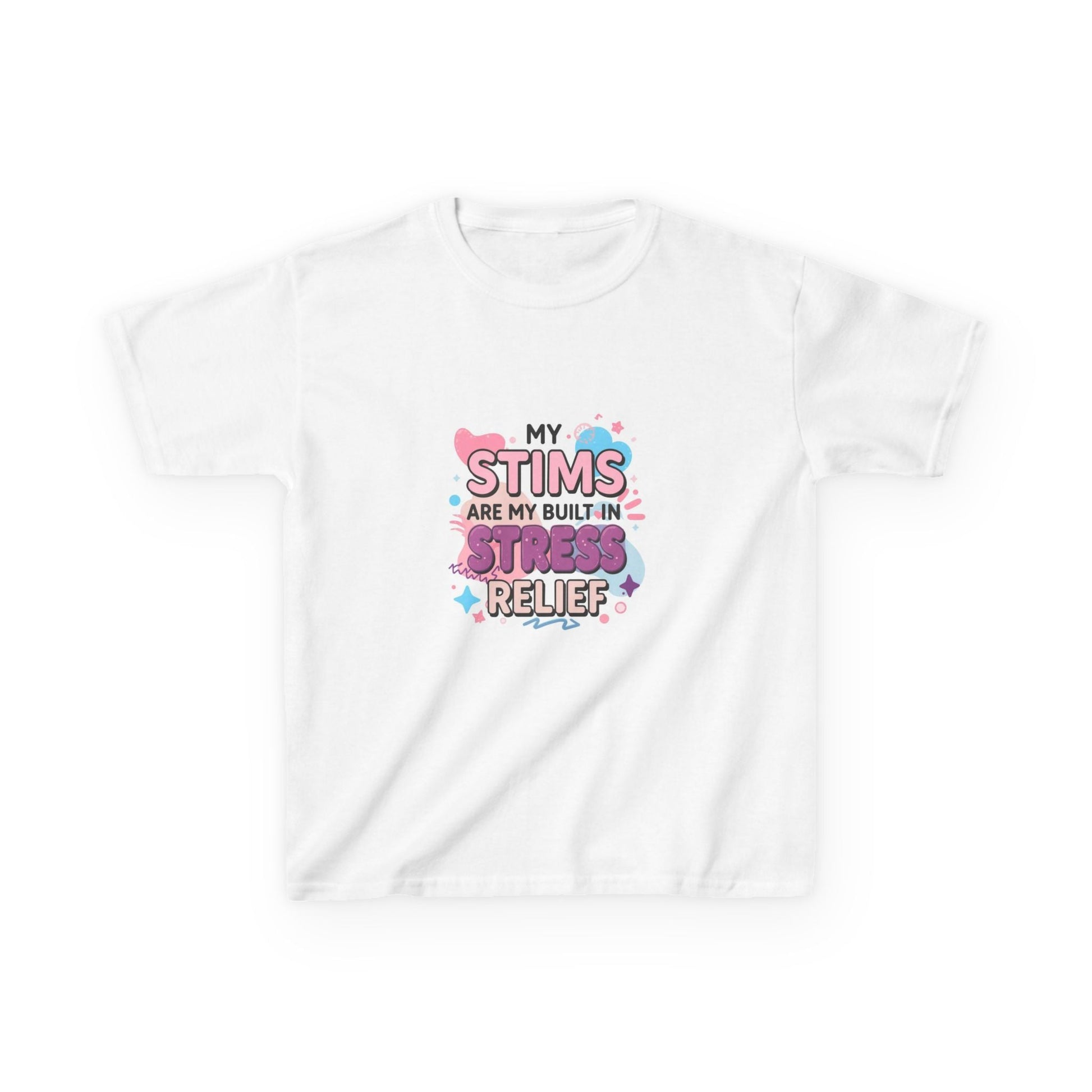 “My Stims Are My Built-In Stress Relief” - Kids Autism Awareness T-Shirt Printify