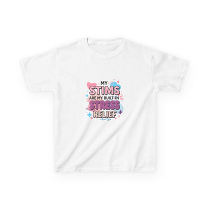 “My Stims Are My Built-In Stress Relief” - Kids Autism Awareness T-Shirt Printify