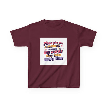 “Please Give Me a Moment, My Words May Take Extra Time”- Kids Autism Awareness T-Shirt Printify