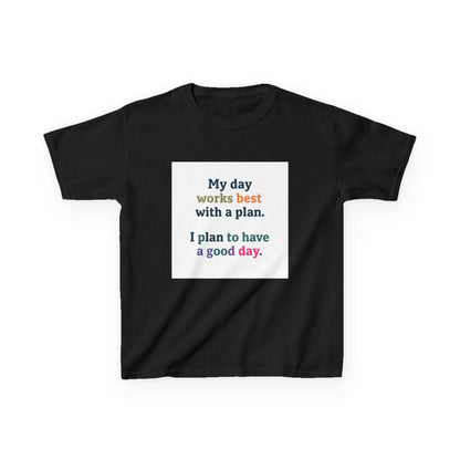 "My day works best with a plan. I plan to have a good day." - Kids Autism Awareness T-Shirt Printify