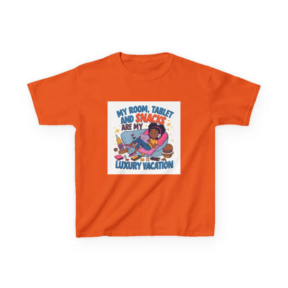 "My Room, Tablet and Snacks Are My Luxury Vacation" - Kids Autism Awareness T-Shirt Printify