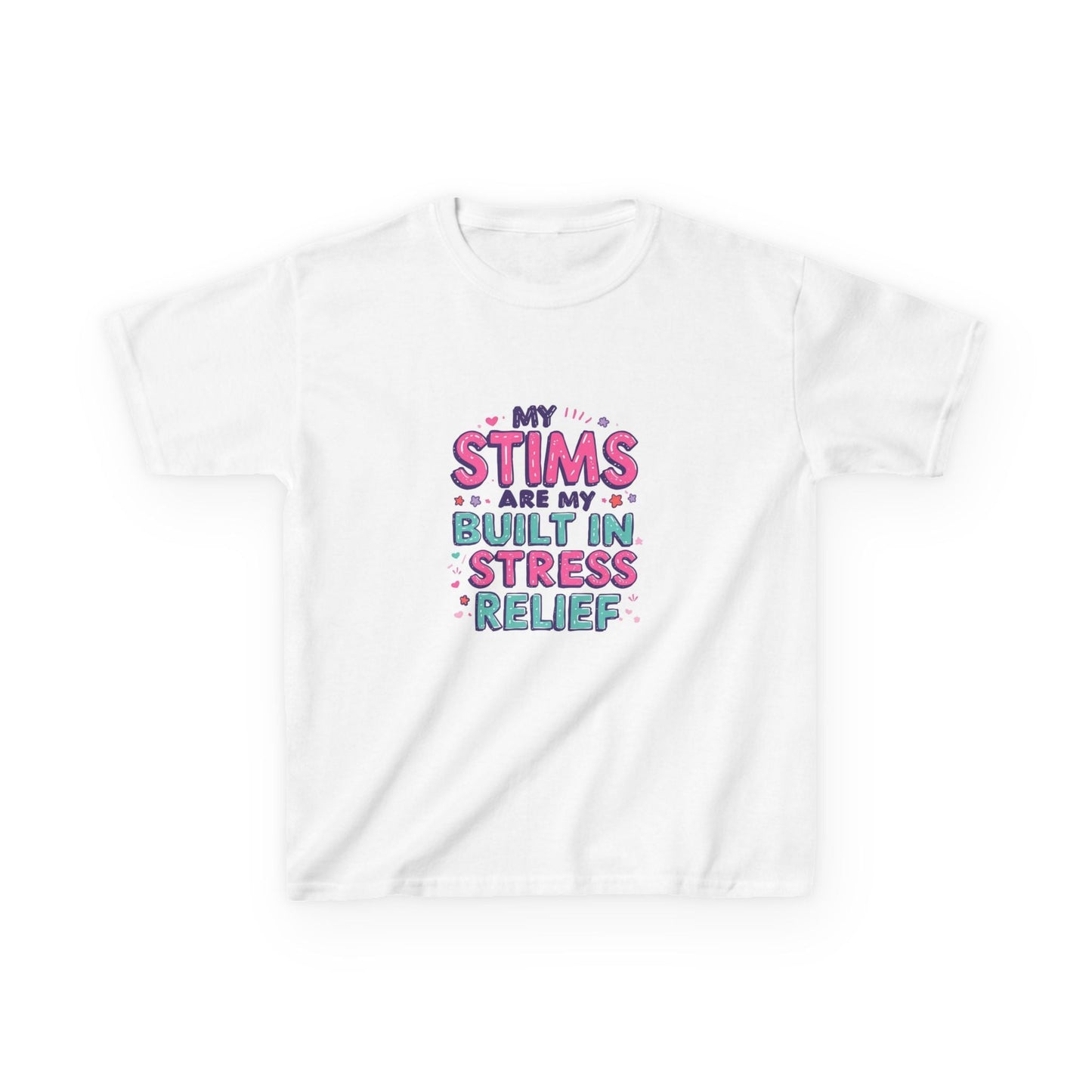 "My Stims Are My Built-In Stress Relief" - Kids Autism Awareness T-Shirt Printify