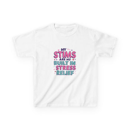 "My Stims Are My Built-In Stress Relief" - Kids Autism Awareness T-Shirt Printify