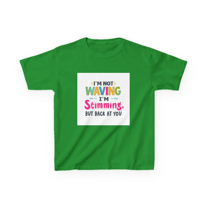"I’m Not Waving I’m Stimming" - Kids Autism Awareness T-Shirt Printify