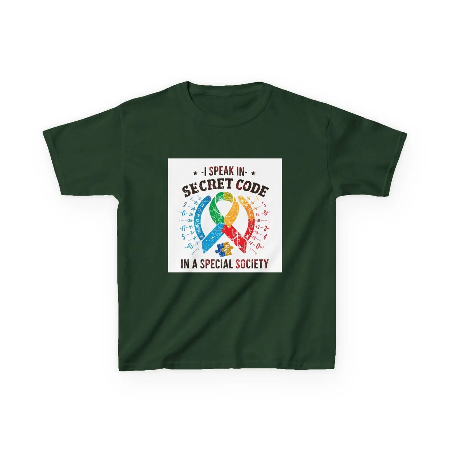 "I Speak in Secret Code in a Special Society" - Kids Autism Awareness T-Shirt Printify