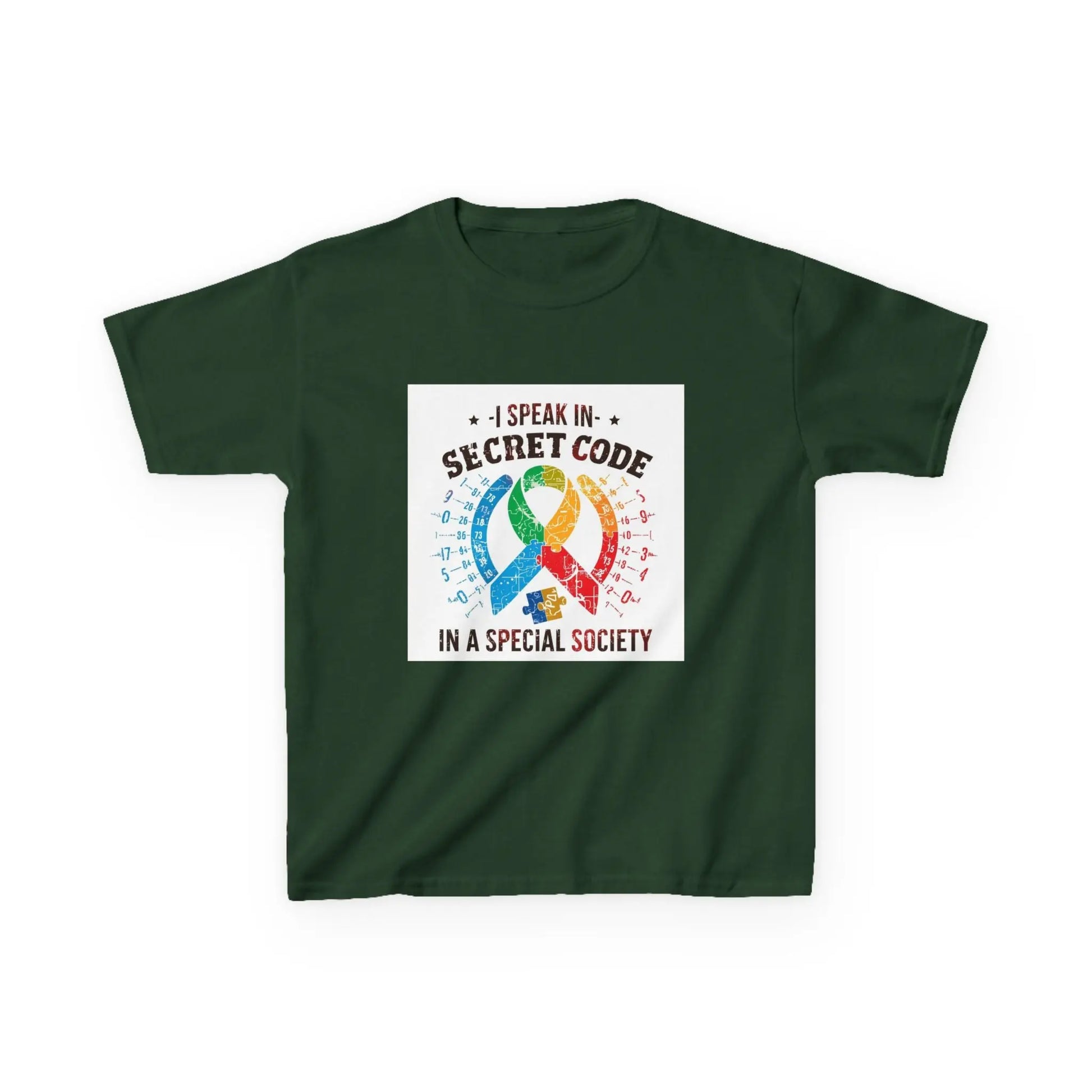 "I Speak in Secret Code in a Special Society" - Kids Autism Awareness T-Shirt Printify