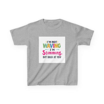 "I’m Not Waving I’m Stimming" - Kids Autism Awareness T-Shirt Printify
