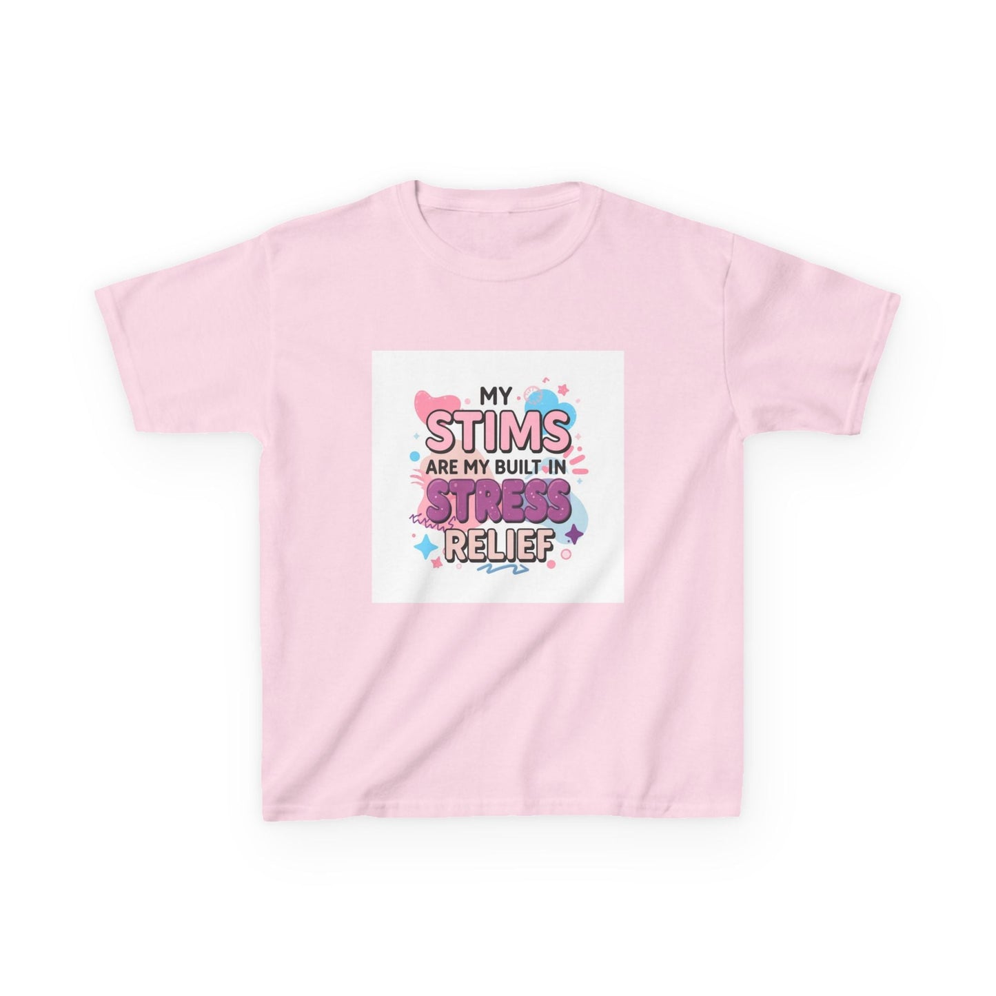 “My Stims Are My Built-In Stress Relief” - Kids Autism Awareness T-Shirt Printify