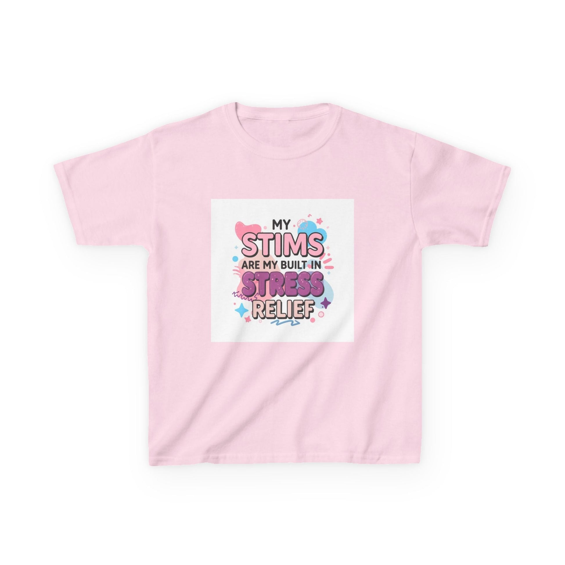 “My Stims Are My Built-In Stress Relief” - Kids Autism Awareness T-Shirt Printify