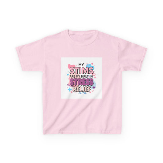 “My Stims Are My Built-In Stress Relief” - Kids Autism Awareness T-Shirt Printify