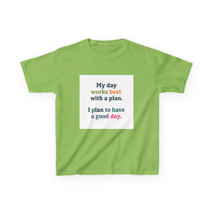 "My day works best with a plan. I plan to have a good day." - Kids Autism Awareness T-Shirt Printify
