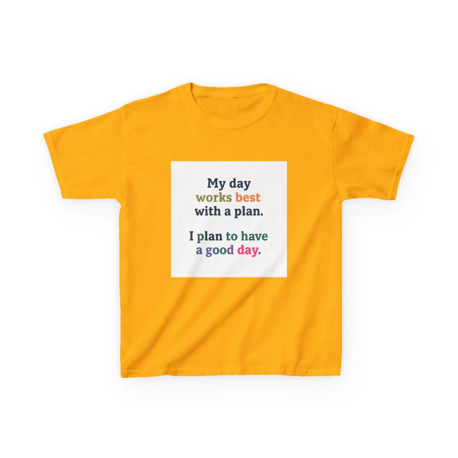 "My day works best with a plan. I plan to have a good day." - Kids Autism Awareness T-Shirt Printify