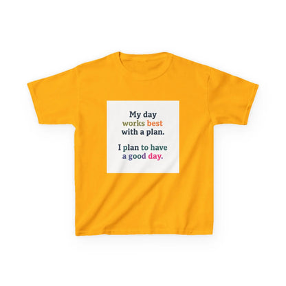"My day works best with a plan. I plan to have a good day." - Kids Autism Awareness T-Shirt Printify