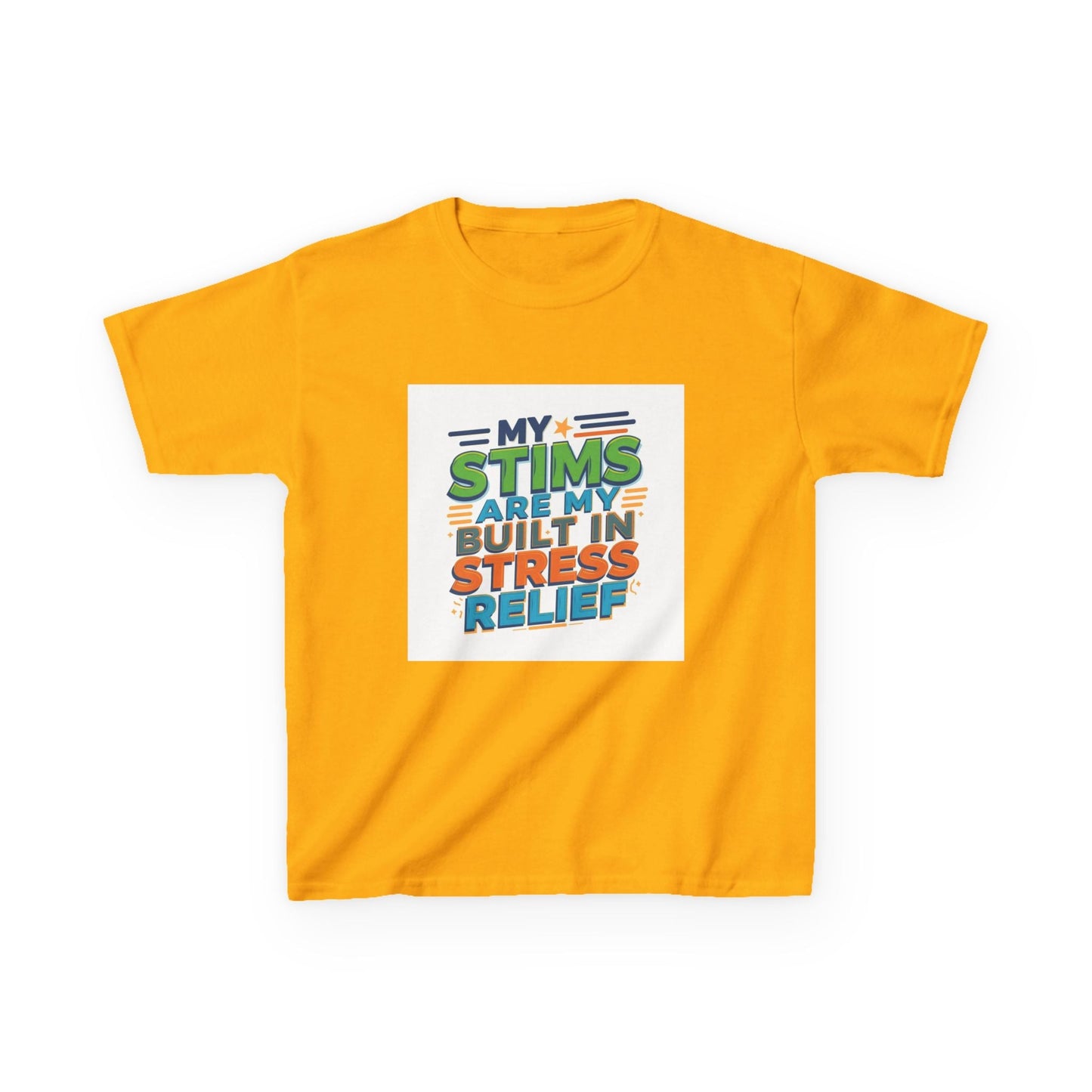 "My Stims Are My Built-In Stress Relief" - Kids Autism Awareness T-Shirt Printify