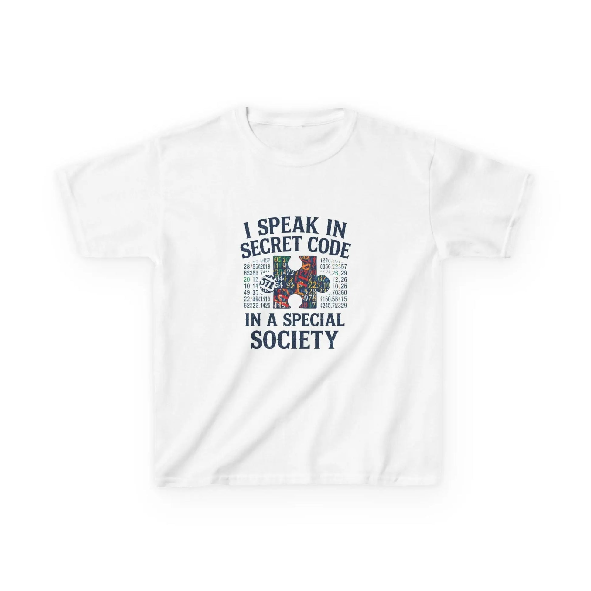 "I Speak in Secret Code in a Special Society" - Kids Autism Awareness T-Shirt Printify