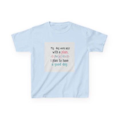 "My day works best with a plan. I plan to have a good day." - Kids Autism Awareness T-Shirt Printify