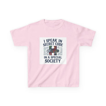 "I Speak in Secret Code in a Special Society" - Kids Autism Awareness T-Shirt Printify